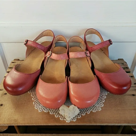 Red Dansko Tiffani Strappy Clog Slingback Sandal Mary Jane Milled 37 38 40 41 42 - Picture 7 of 12